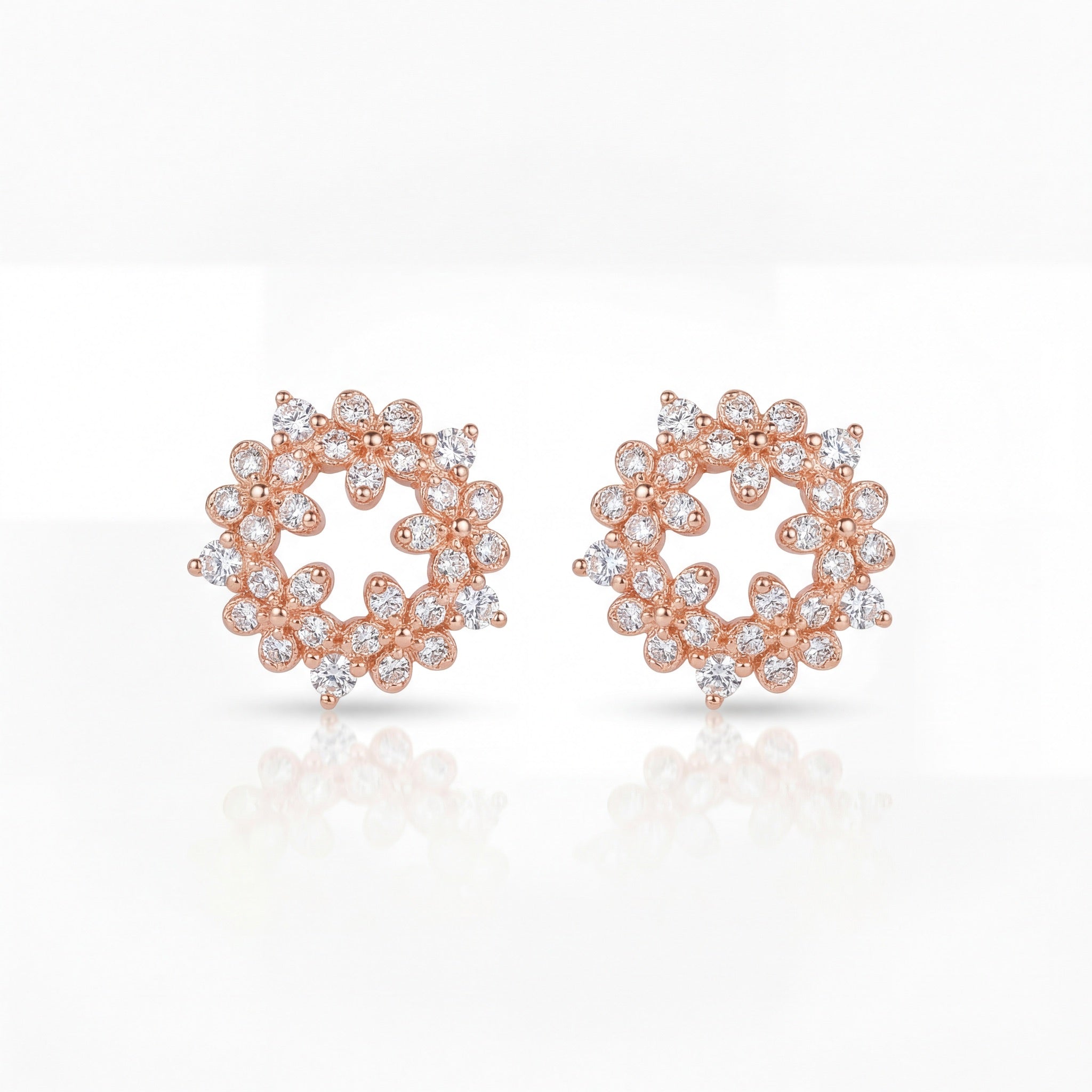 Rose Blossom Diamond Circle Studs