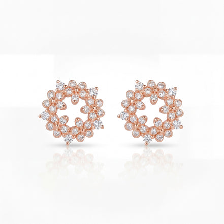 Rose Blossom Diamond Circle Studs