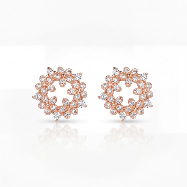 Rose Blossom Diamond Circle Studs