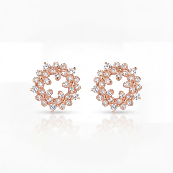 Rose Blossom Diamond Circle Studs