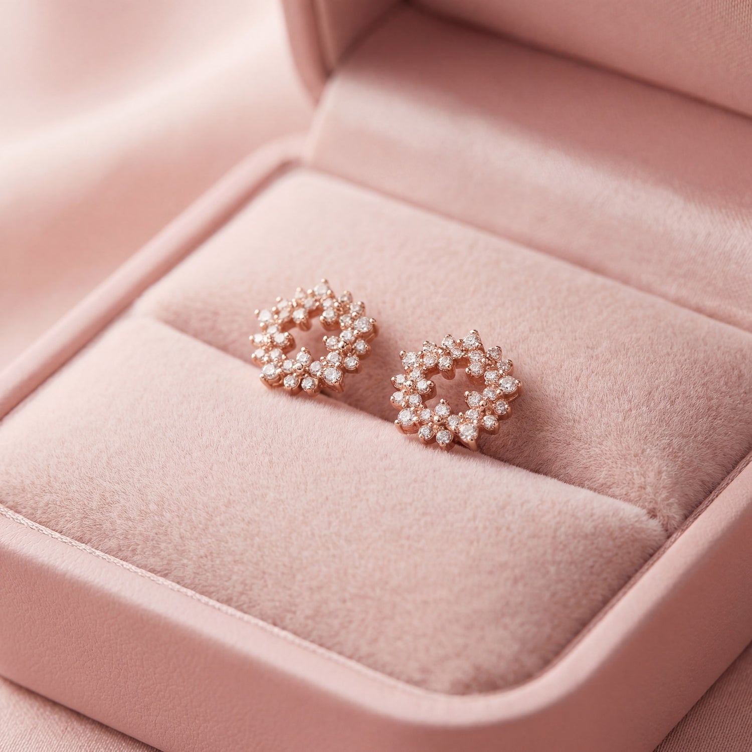 Rose Blossom Diamond Circle Studs
