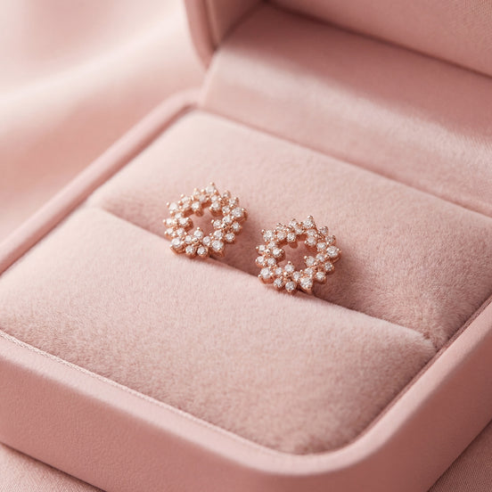 Rose Blossom Diamond Circle Studs