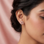 Rose Blossom Diamond Circle Studs