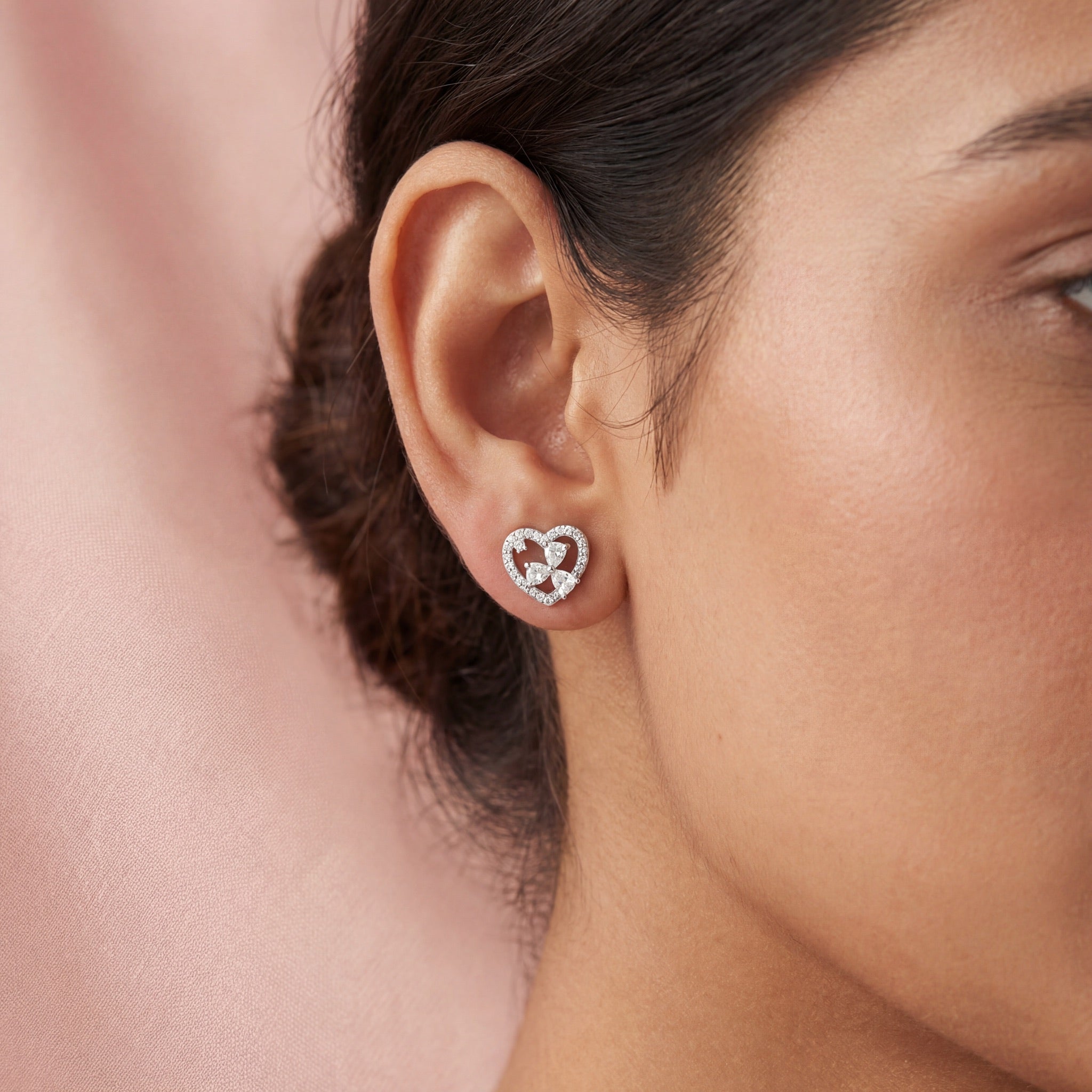 Crystal Heart Petal Studs