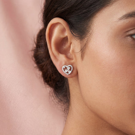 Crystal Heart Petal Studs
