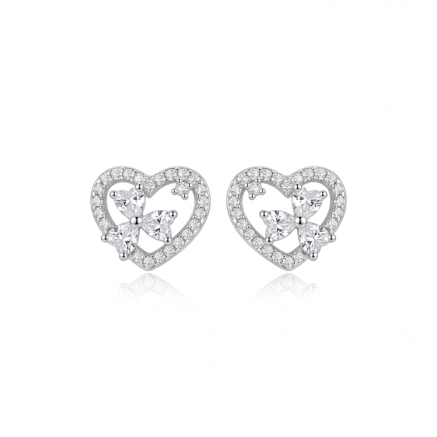 Crystal Heart Petal Studs