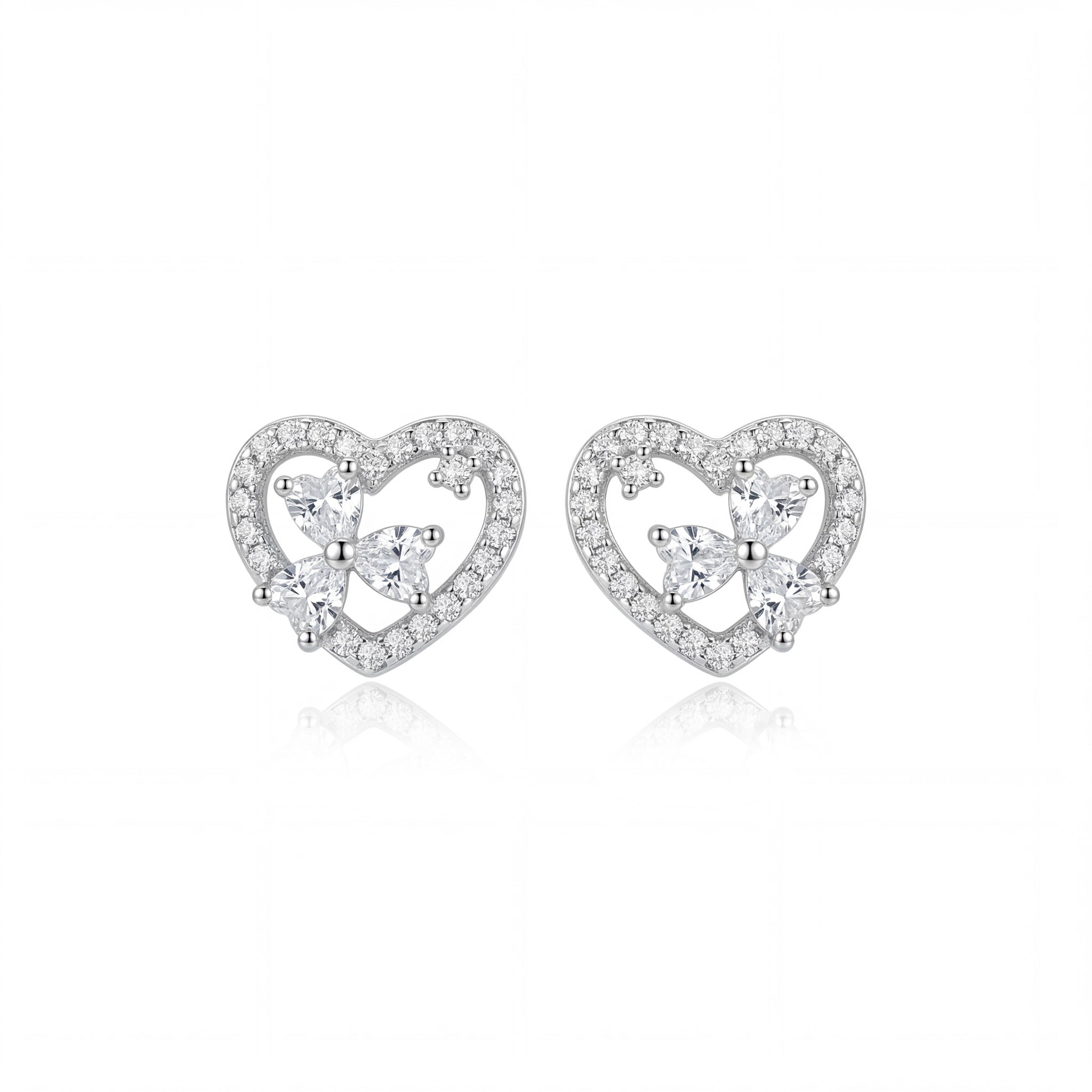 Crystal Heart Petal Studs