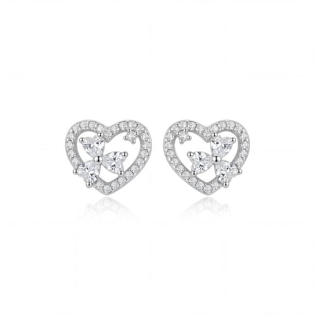 Crystal Heart Petal Studs