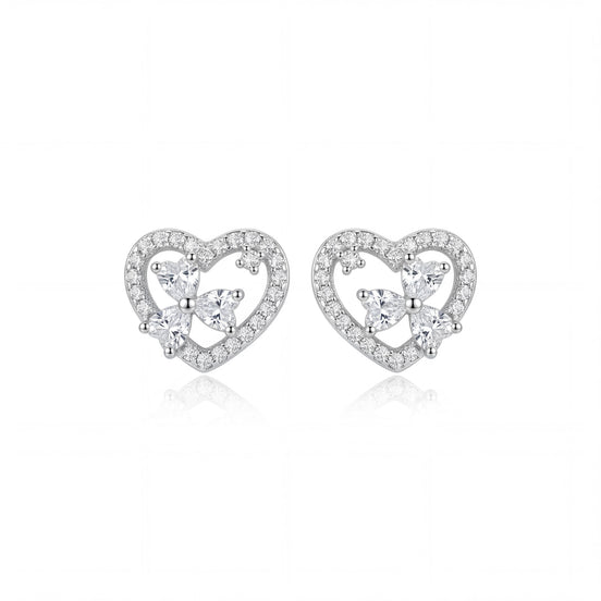 Crystal Heart Petal Studs