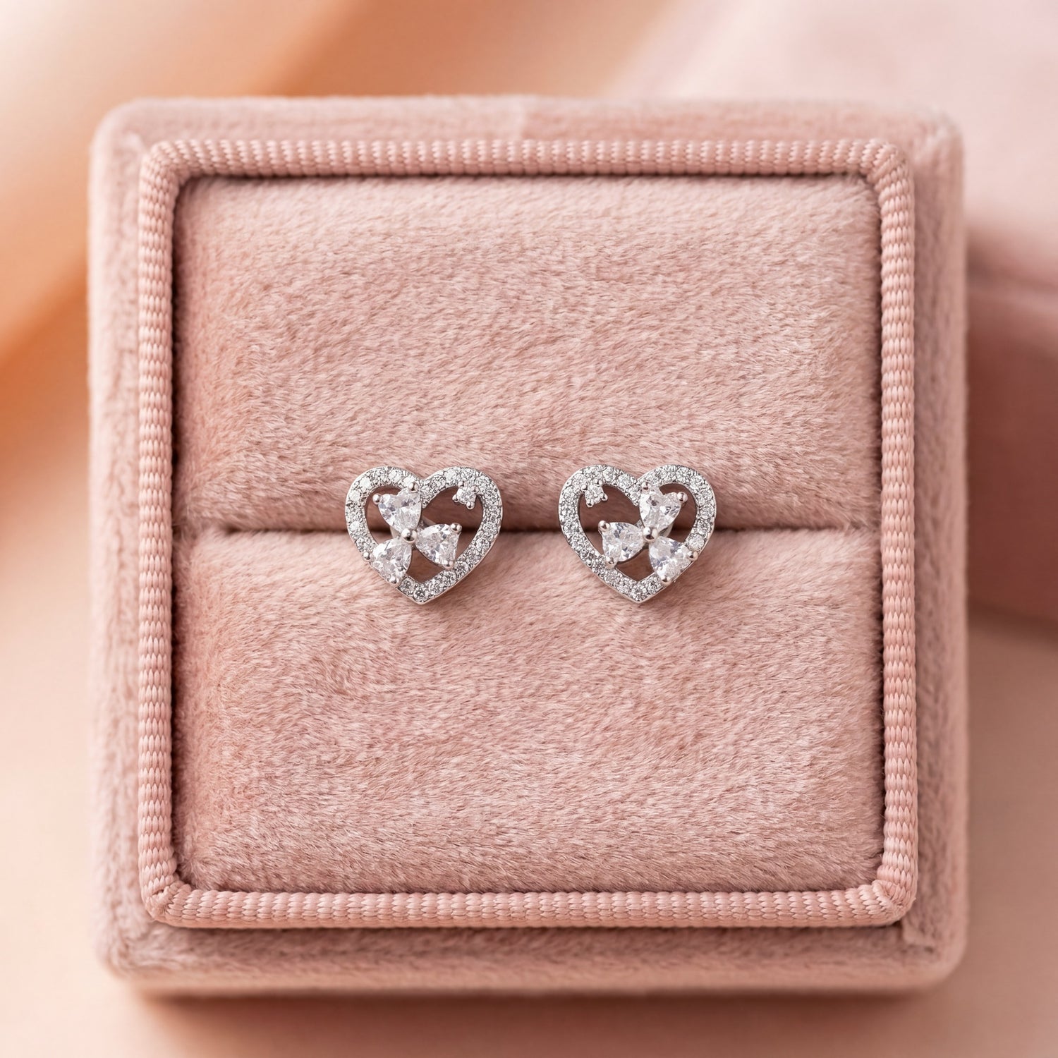 Crystal Heart Petal Studs