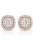 Royal Cushion Halo Rose Studs