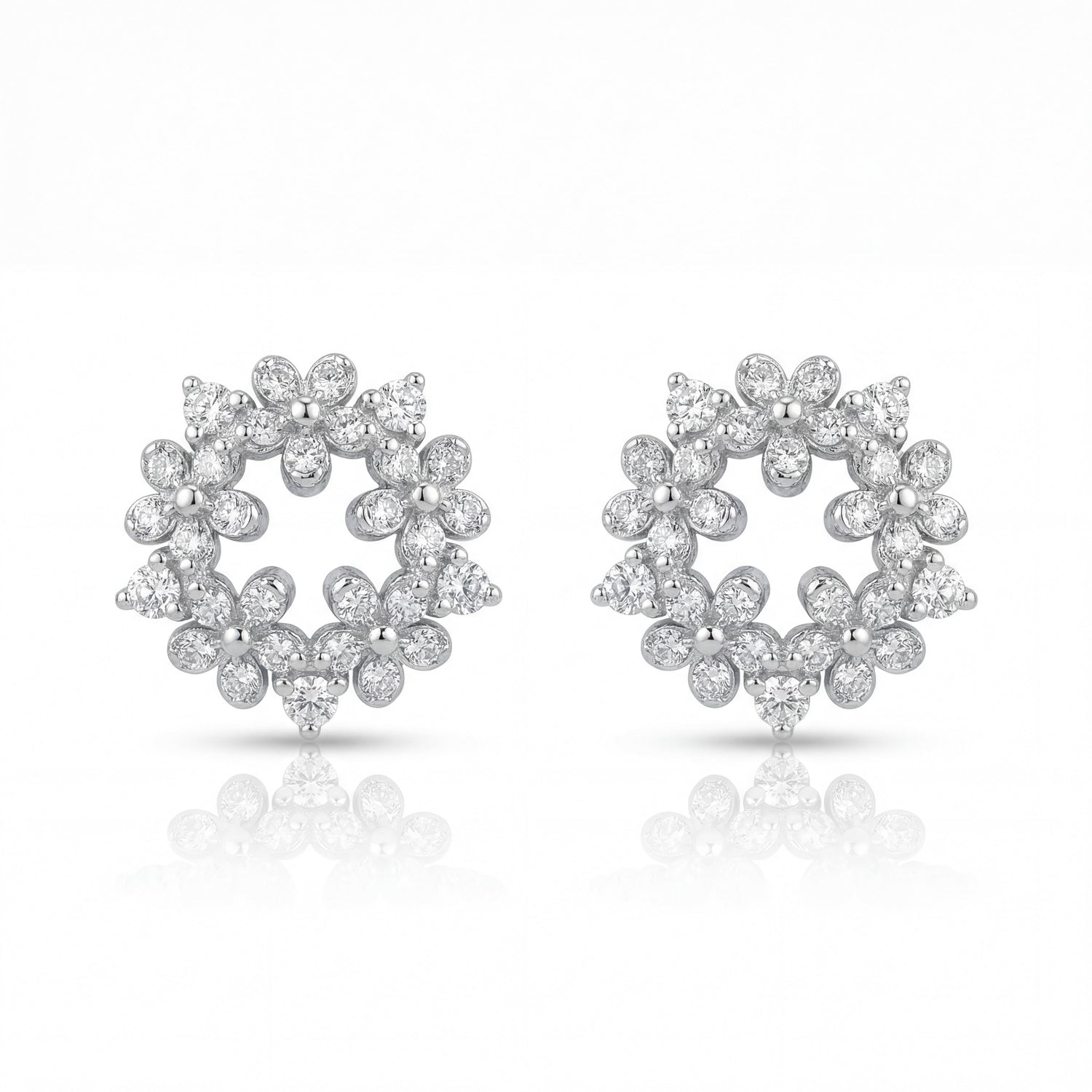 Floral Halo Heart Studs