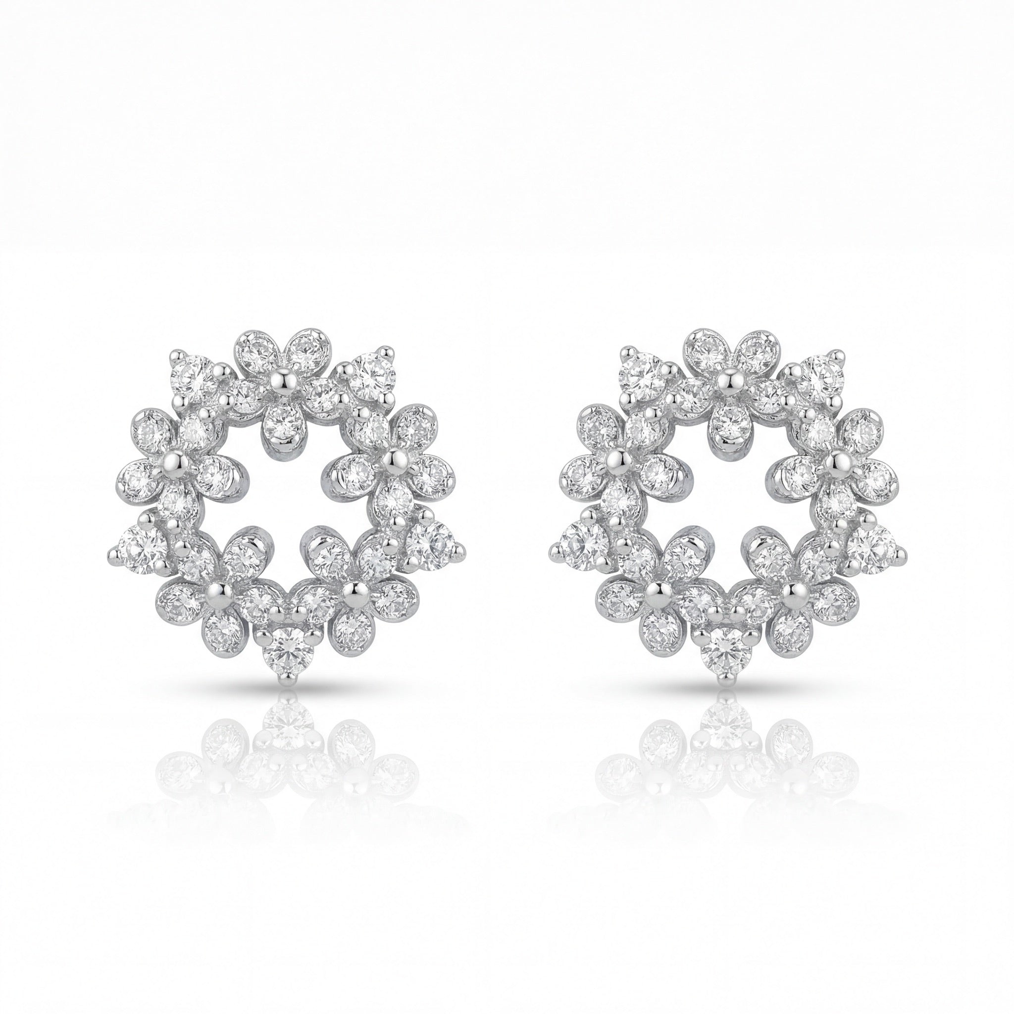 Floral Halo Heart Studs