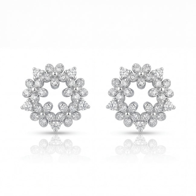 Floral Halo Heart Studs
