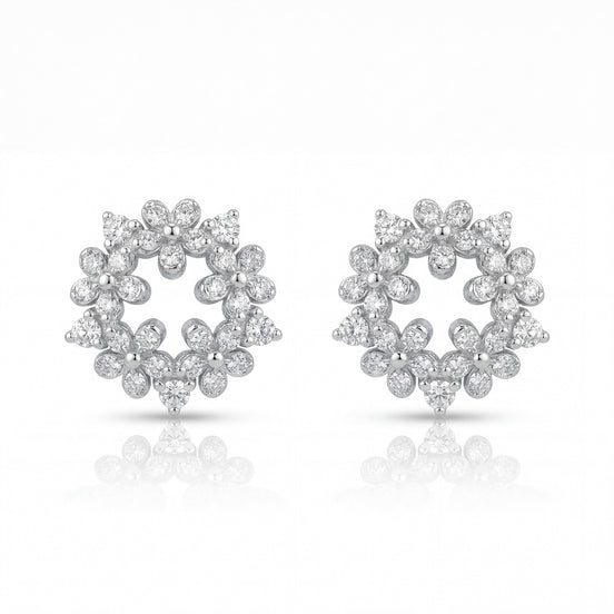 Floral Halo Heart Studs