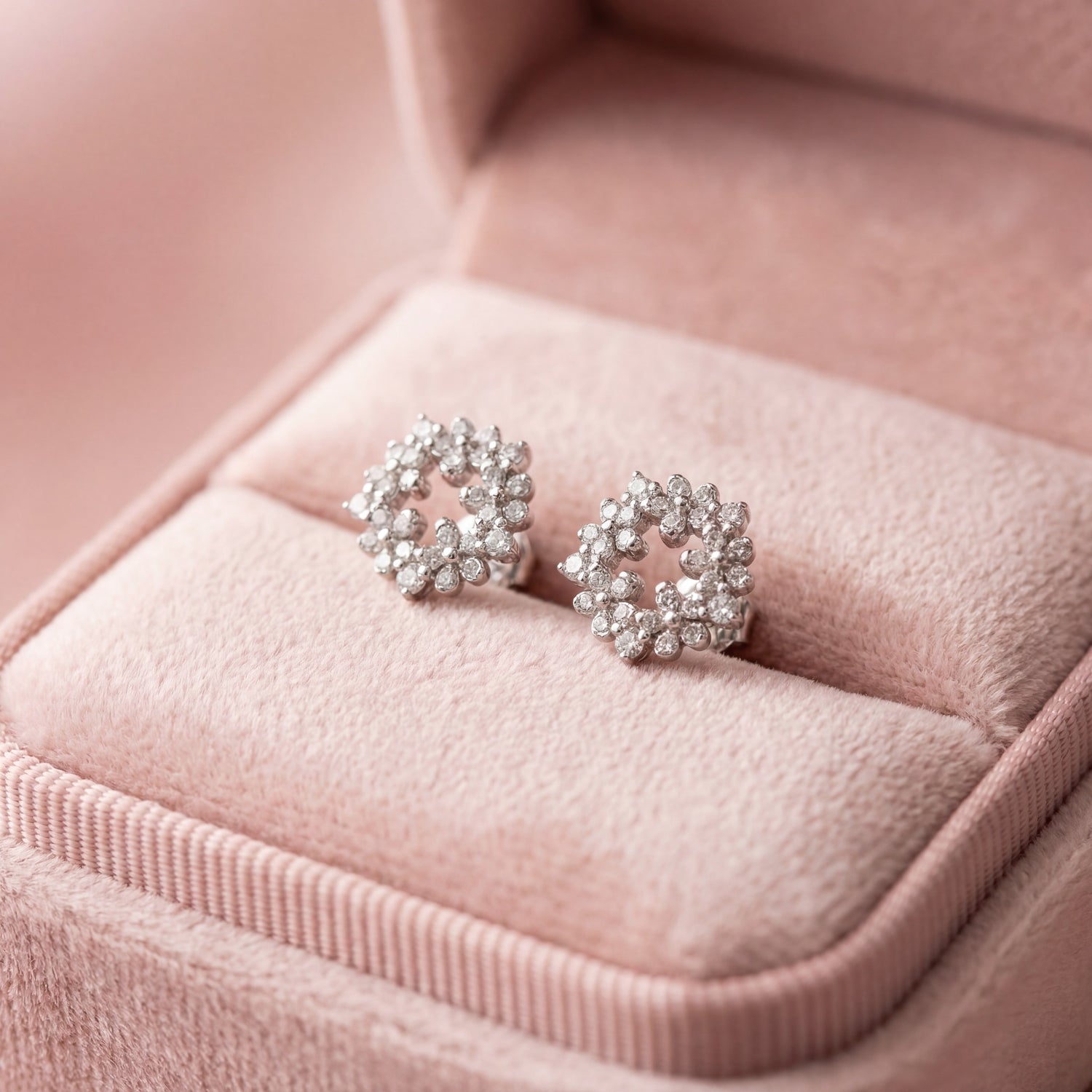 Floral Halo Heart Studs