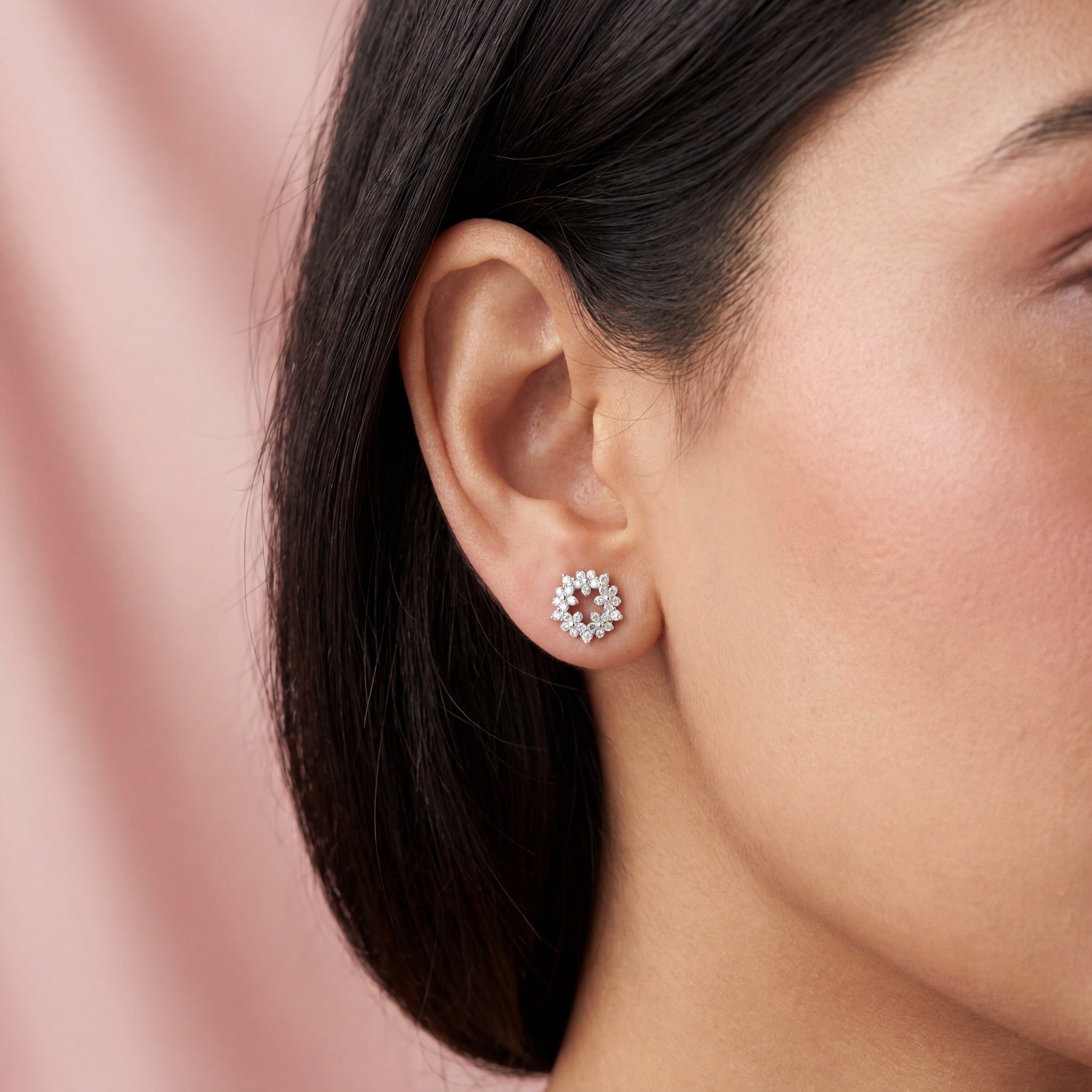 Floral Halo Heart Studs