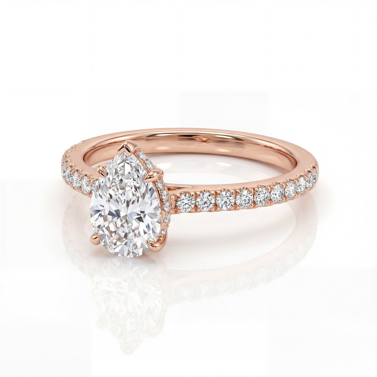 Pear Halo Pavé Diamond Ring