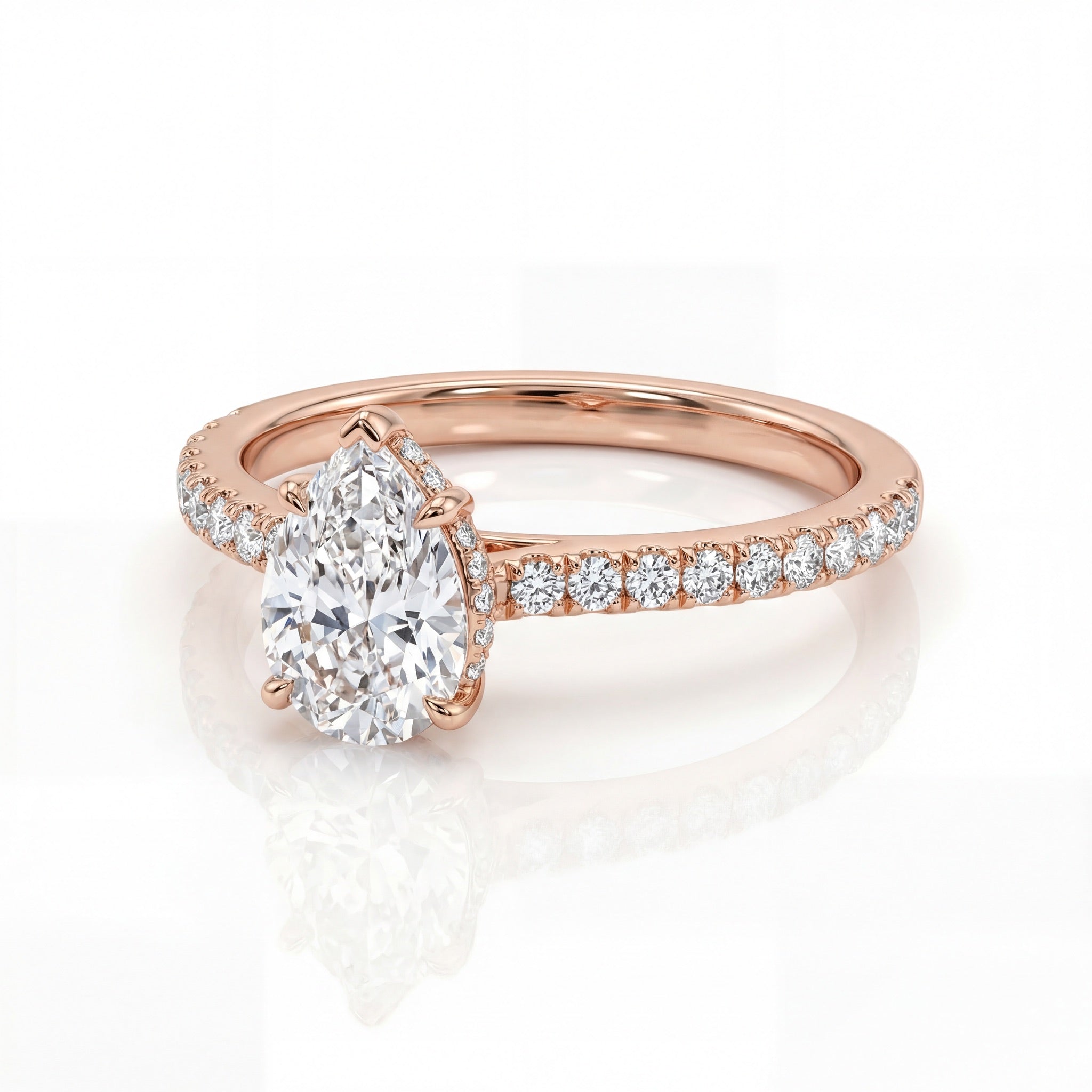 Pear Halo Pavé Diamond Ring