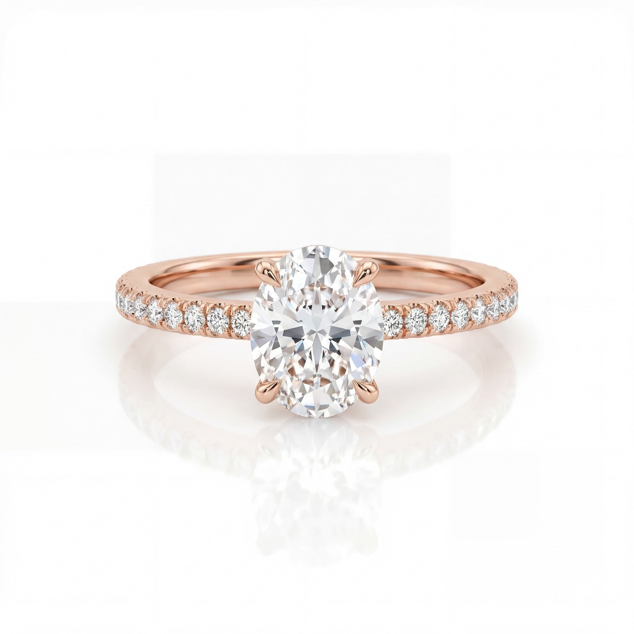 Oval Pavé Solitaire Ring