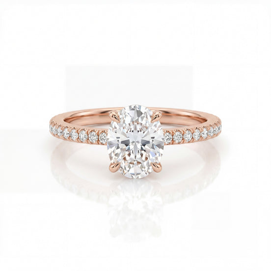 Oval Pavé Solitaire Ring