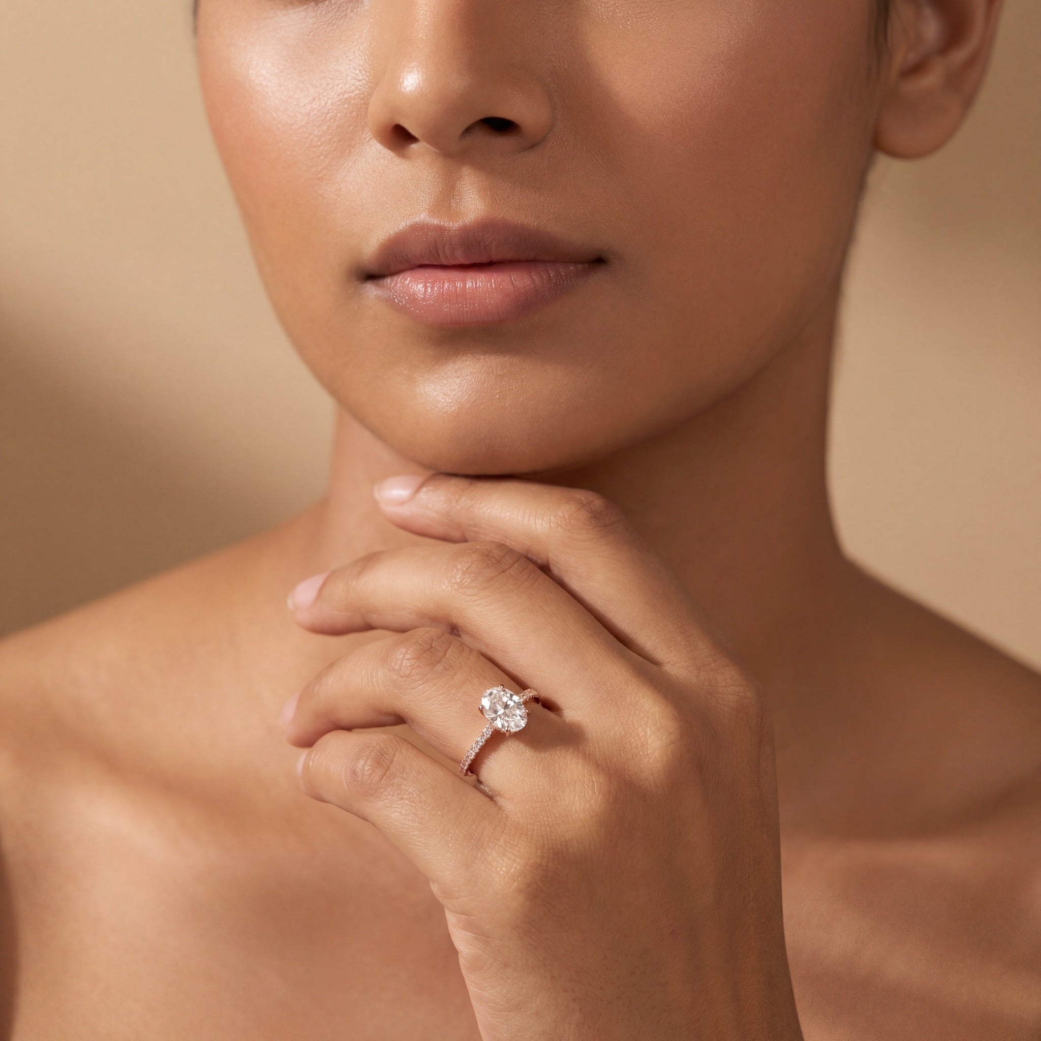 Oval Pavé Solitaire Ring