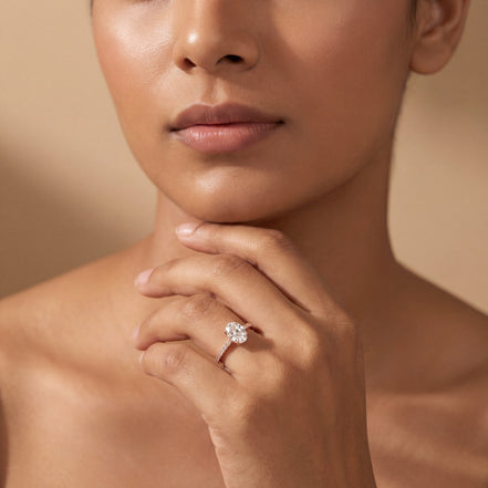 Oval Pavé Solitaire Ring