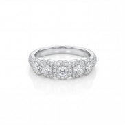 Five Halo Diamond Band Ring