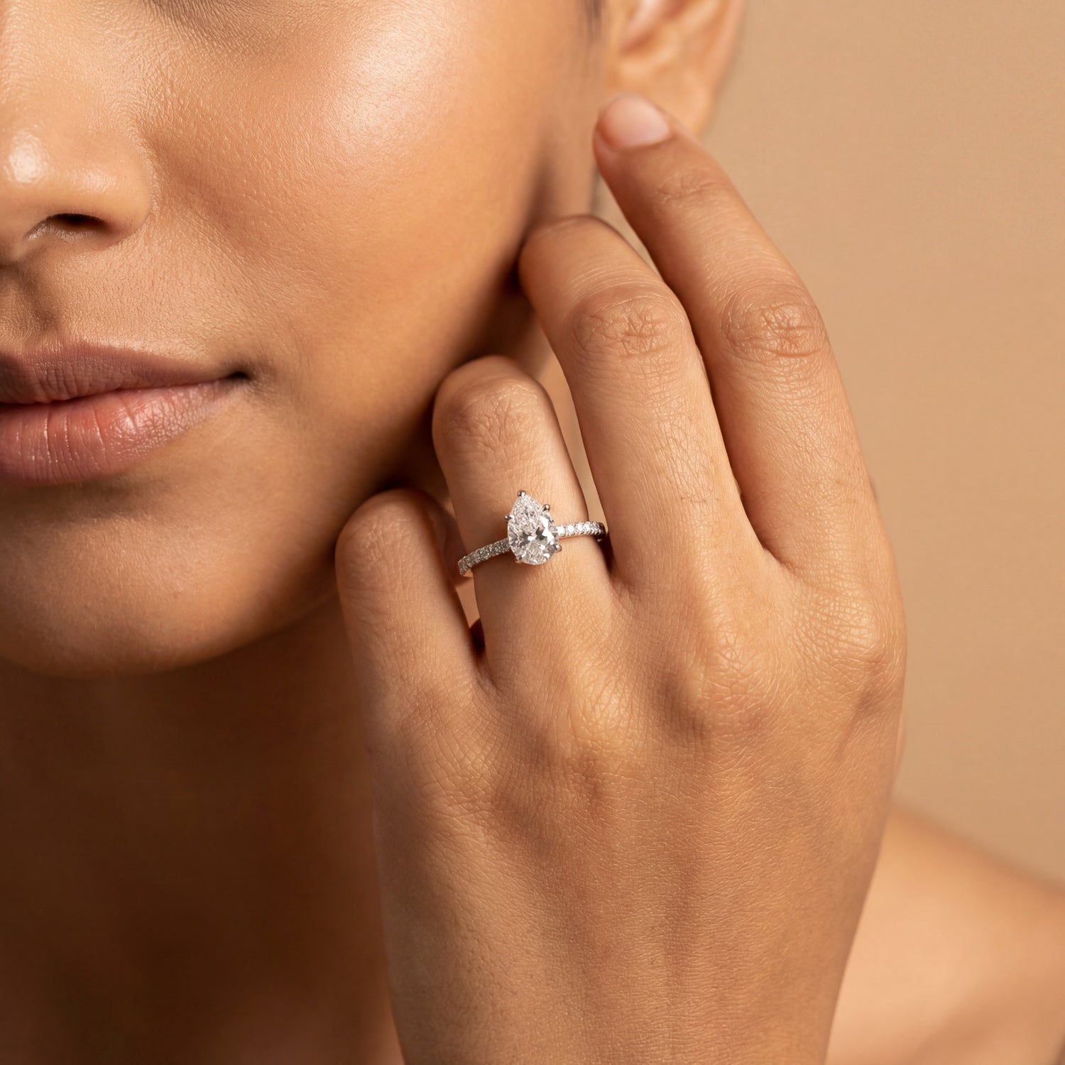 Aurora Pear Solitaire Ring