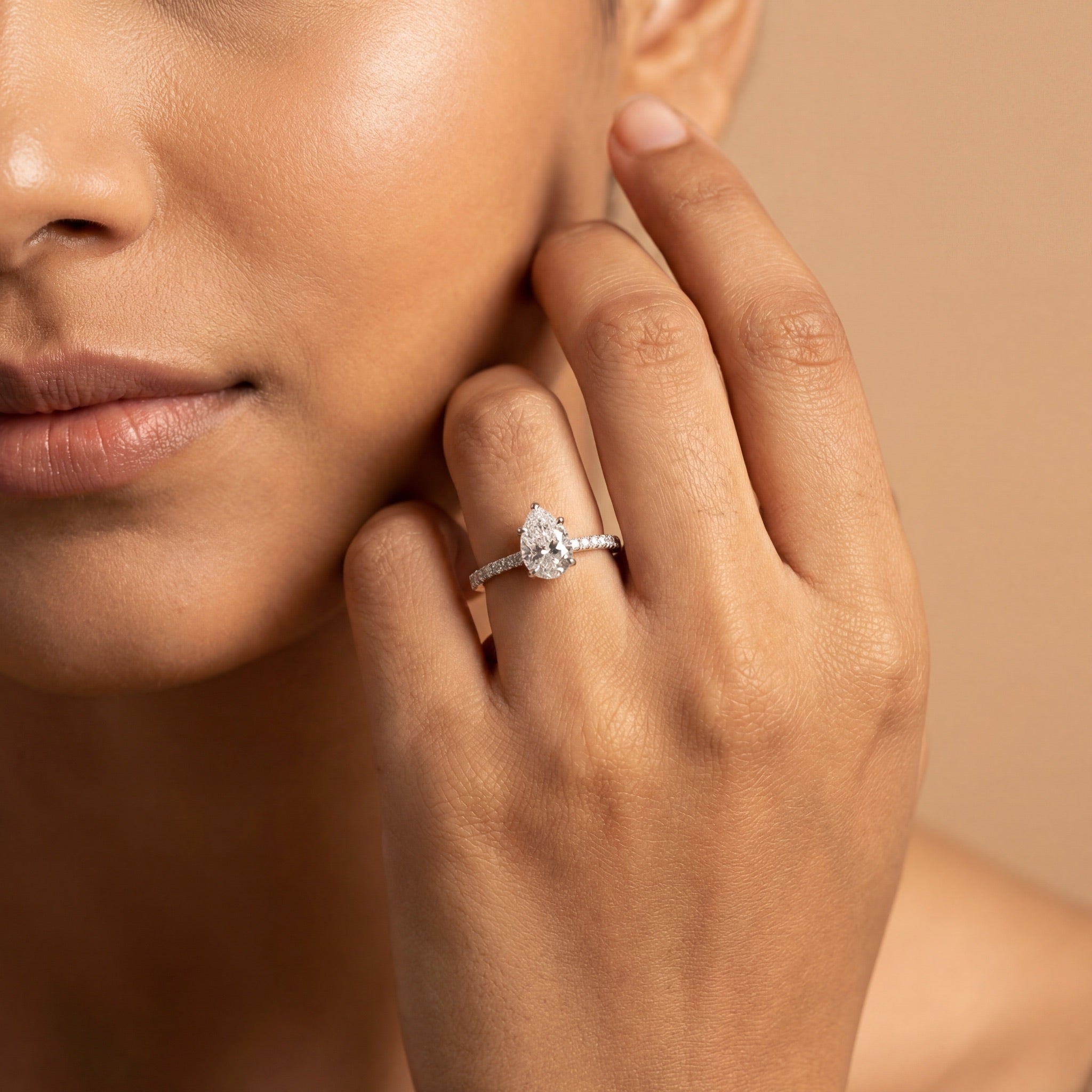 Aurora Pear Solitaire Ring