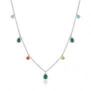 Multicolor Teardrop Station Necklace