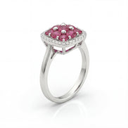 Regal Cushion Ruby Crown Ring