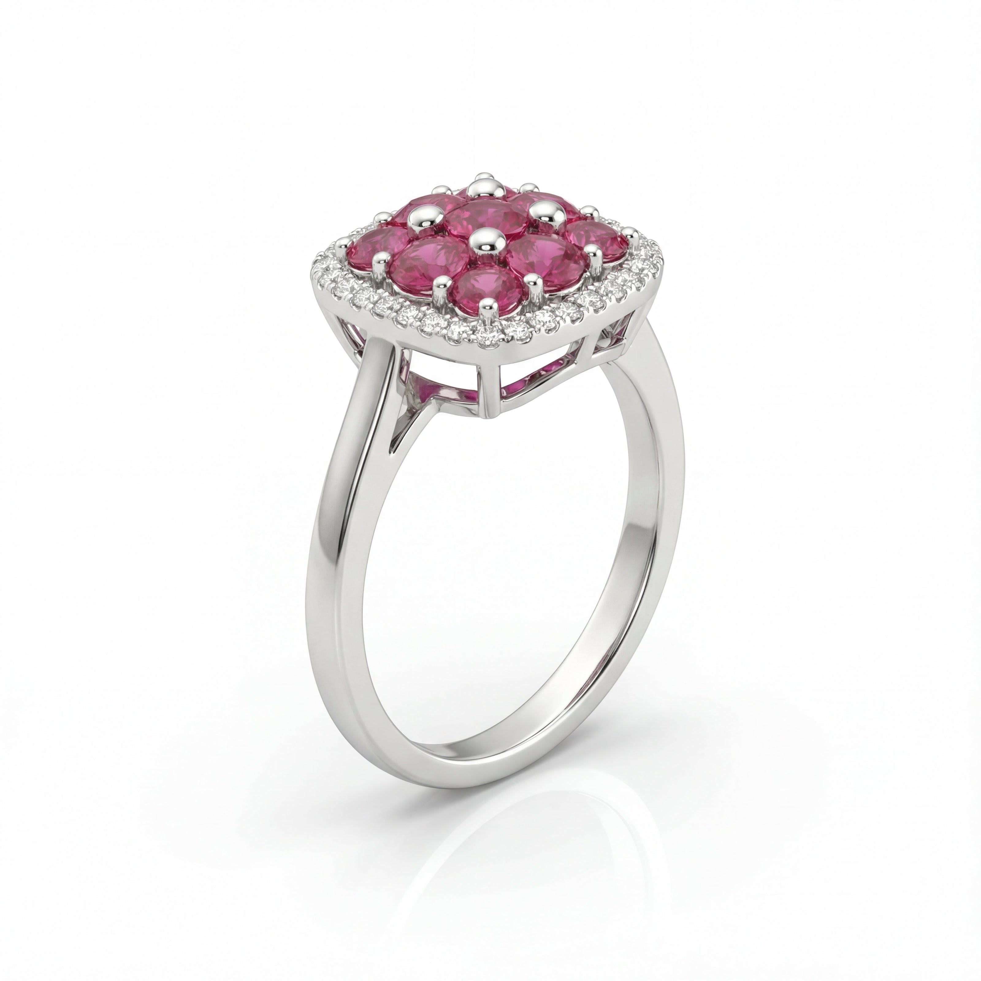 Regal Cushion Ruby Crown Ring