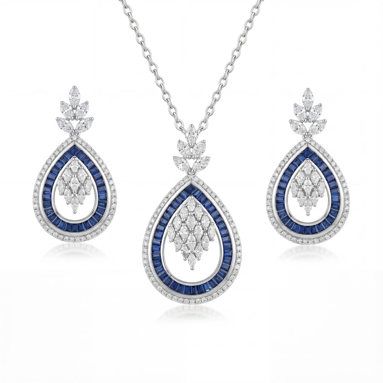 Royal Azure Teardrop Pendant & Earring Set