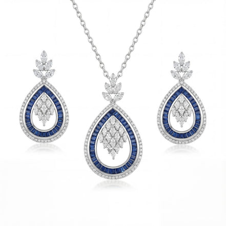 Royal Azure Teardrop Pendant & Earring Set