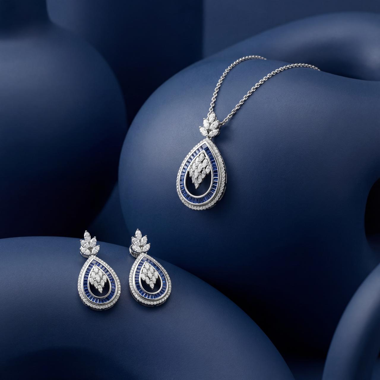 Royal Azure Teardrop Pendant & Earring Set