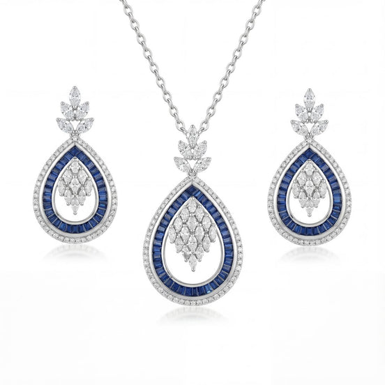 Royal Azure Teardrop Pendant & Earring Set