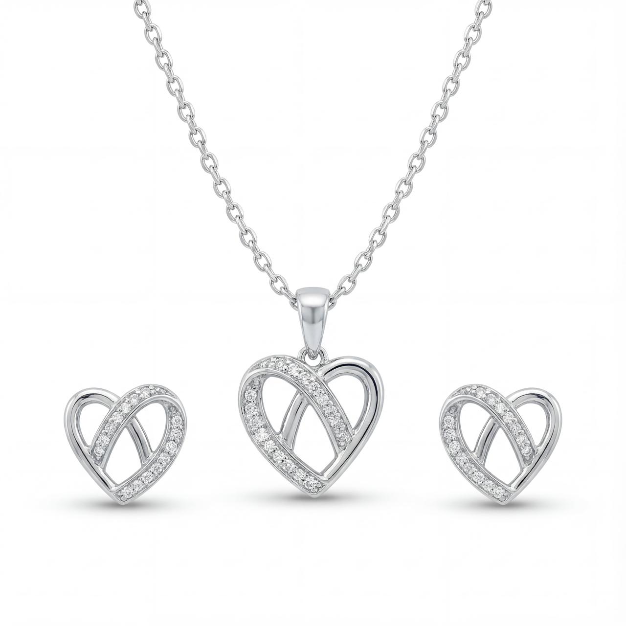 Eternal Heart Pendant & Stud Earring Set