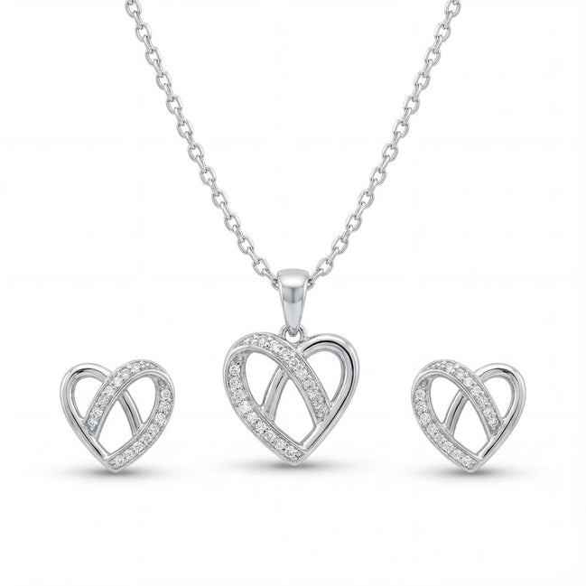 Eternal Heart Pendant & Stud Earring Set
