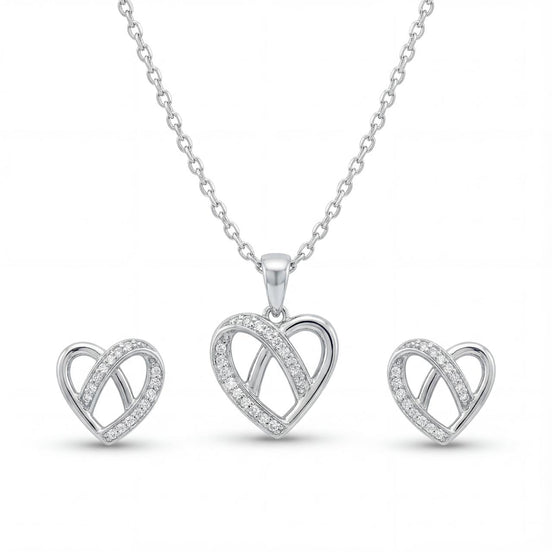 Eternal Heart Pendant & Stud Earring Set