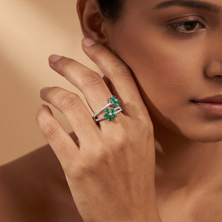 Emerald Blossom Grace Ring
