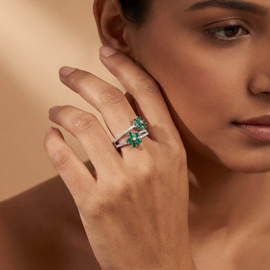 Emerald Blossom Grace Ring