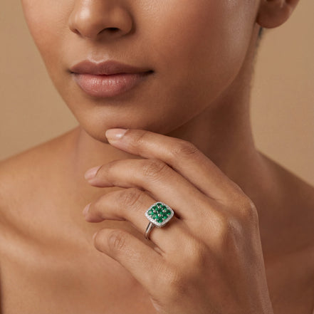Emerald Royale Cluster Ring
