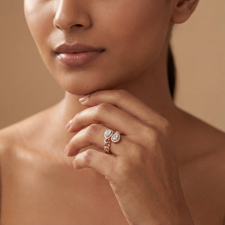 Dual Halo Pear Elegance Ring