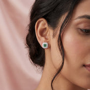 Emerald Royale Halo Stud Earrings