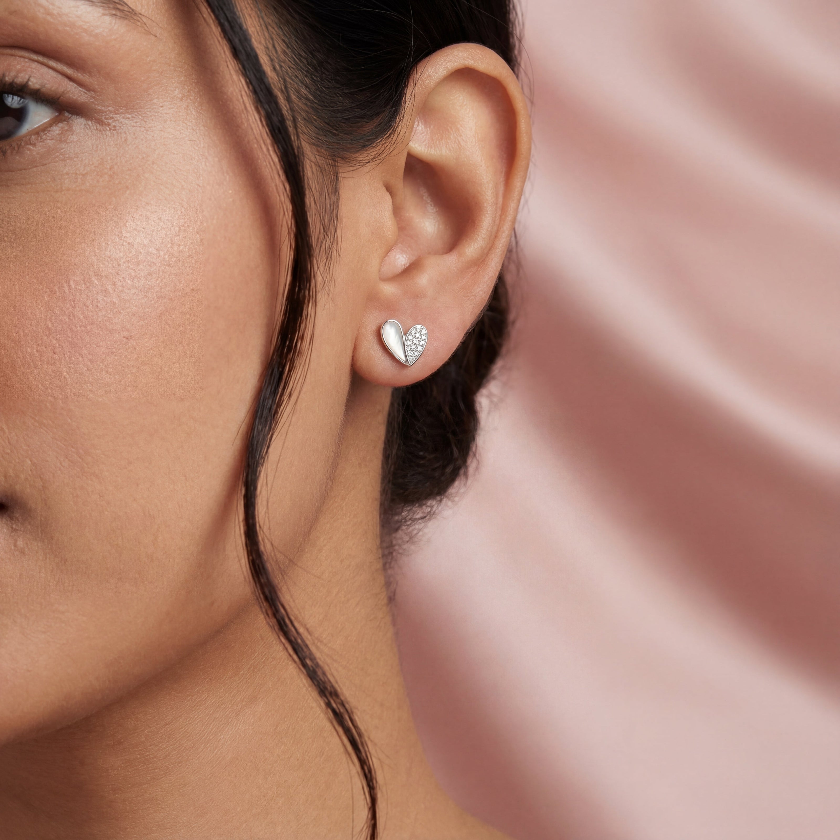 Luminous Heart Diamond Stud Earrings