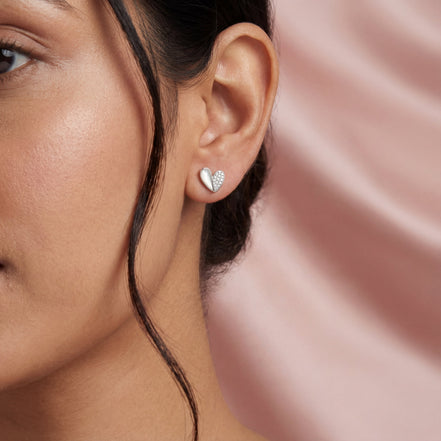 Luminous Heart Diamond Stud Earrings