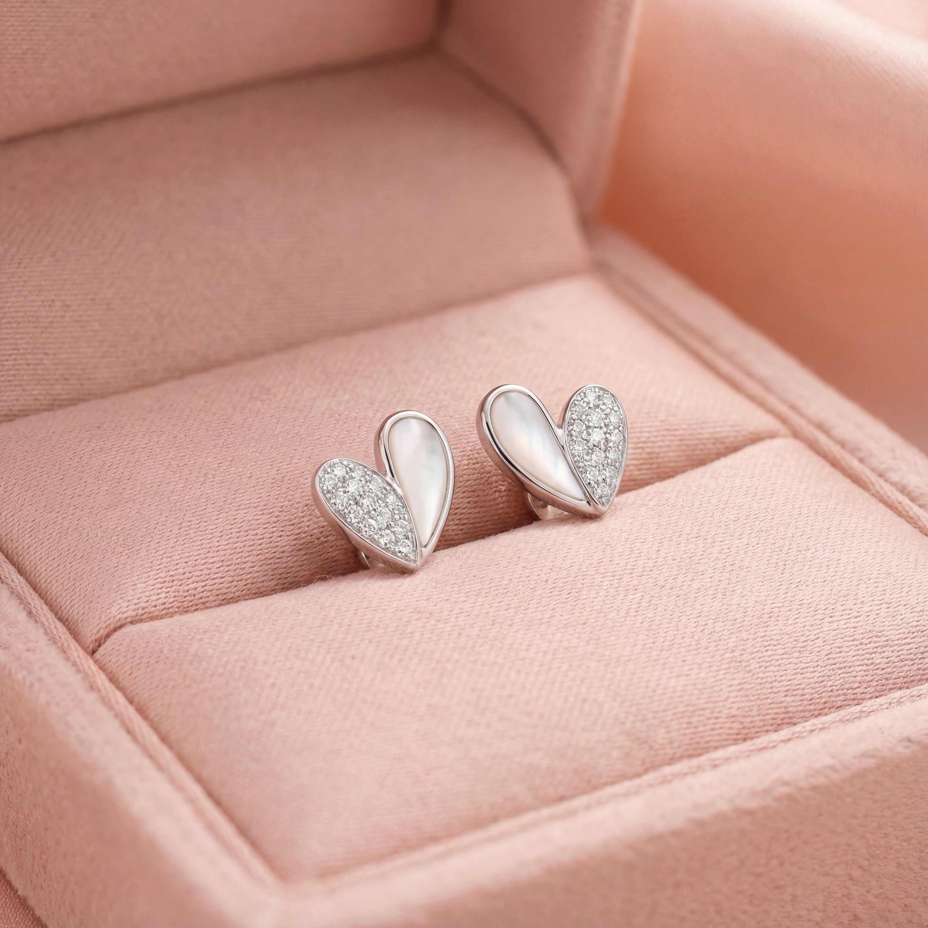 Luminous Heart Diamond Stud Earrings