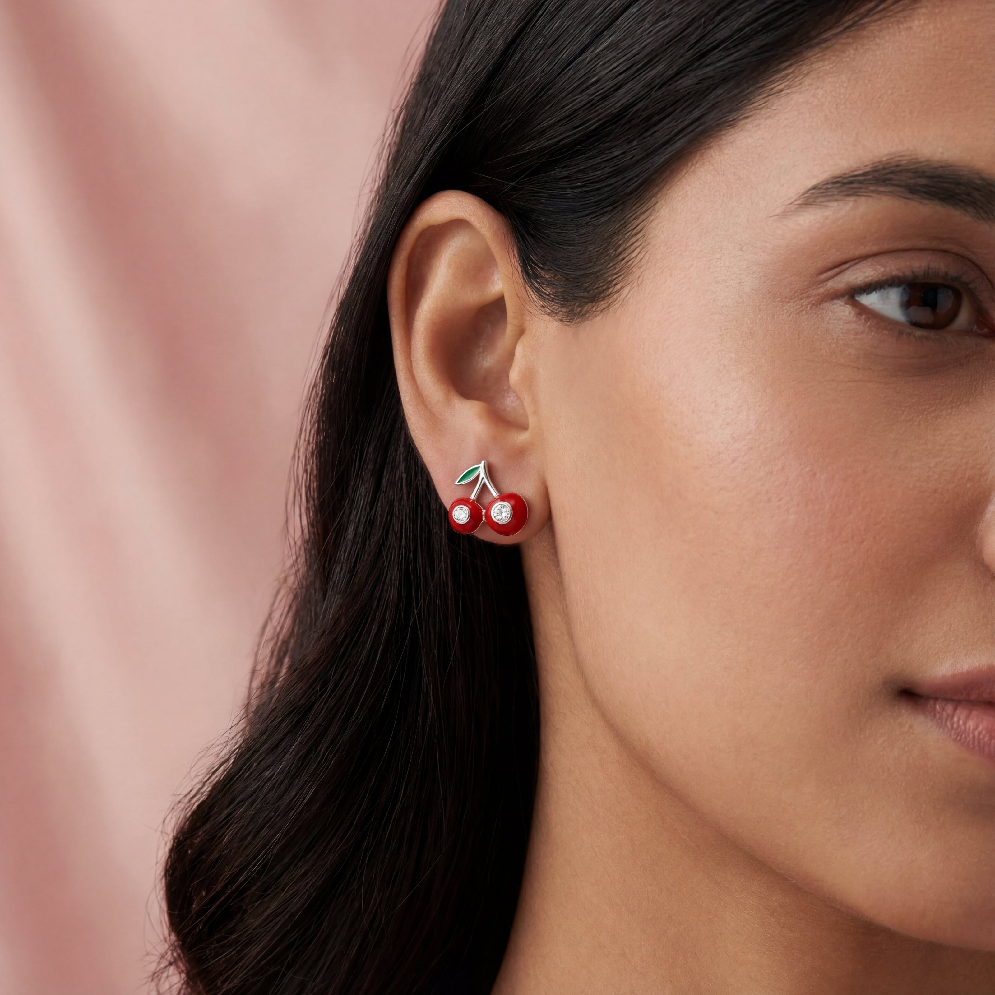 Cherry Bliss Diamond Stud Earrings
