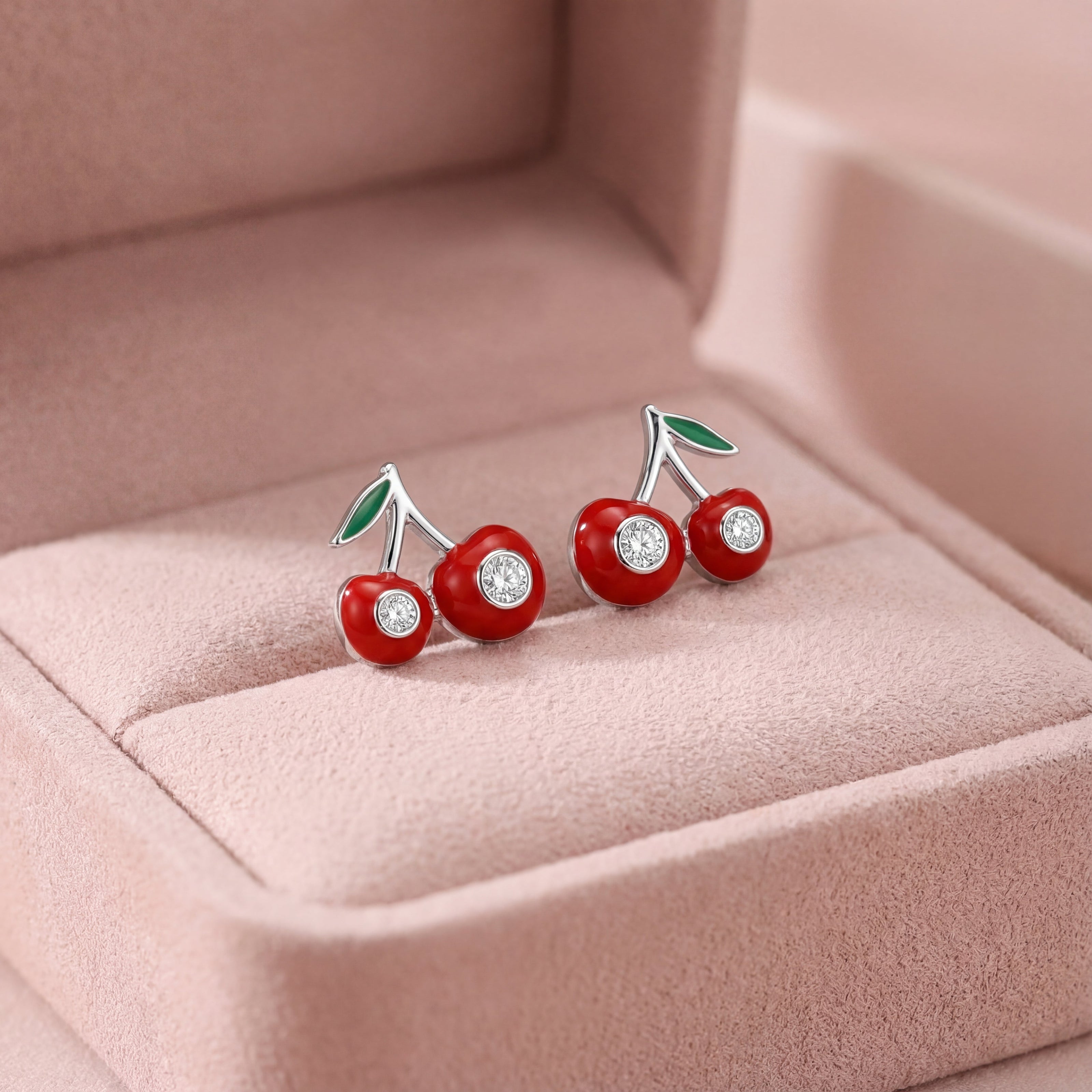 Cherry Bliss Diamond Stud Earrings